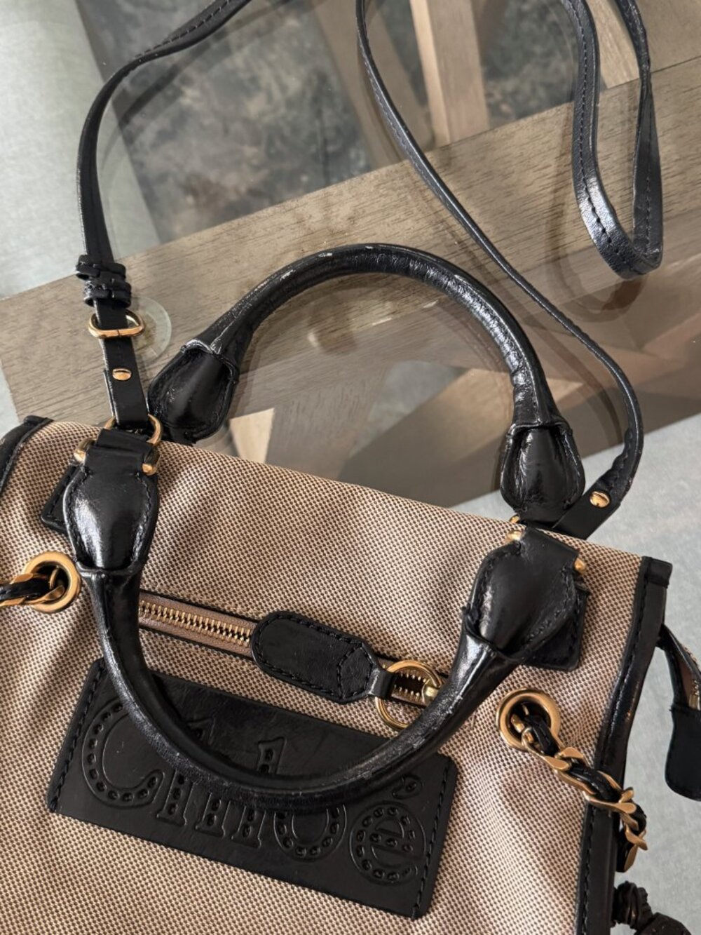 CHLOE CANVAS Vintage Harley Mini W/Strap Brown - Picture 5 of 8